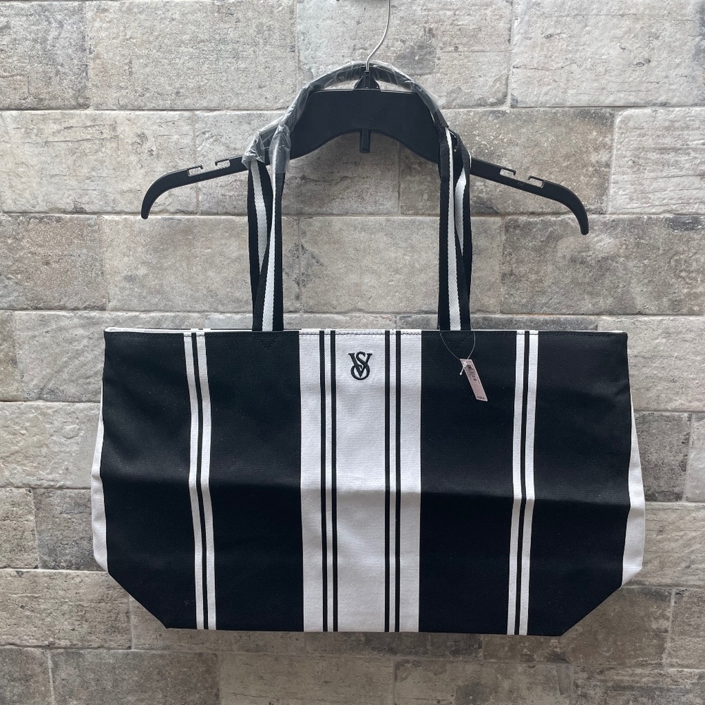 ❤️ VS VICTORIA SECRET PINK BLACK & WHITE STRIPED BAG NEW